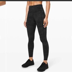 Lululemon Fast and Free Tight II 25" Nulux Heritage 365 Camo Deep Coal Multi